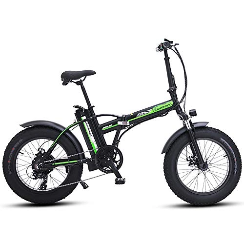 Elektrofahrräder : ONLYU Elektro-Bike, 500W Motor 20" 4.0 Fat Tire Beach Cruiser Bike 48V15AH Lithium-Batterie Folding Leichte E-Bike Mit LCD-Display, 7-Gang-Doppelscheibenbremsen, Schwarz