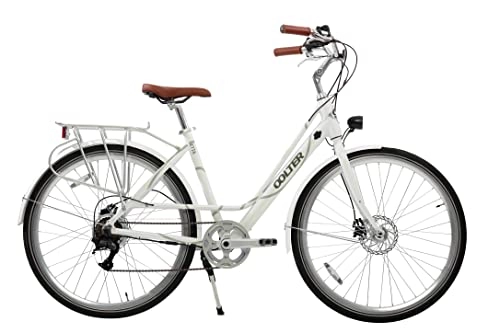 Elektrofahrräder : OOLTER E-Bike 28 Zoll Damen City Fahrrad Pedelec, 7 Gang Aluminium Elektro Rad mit Scheibenbremse 250W Motor, Weiß Grau
