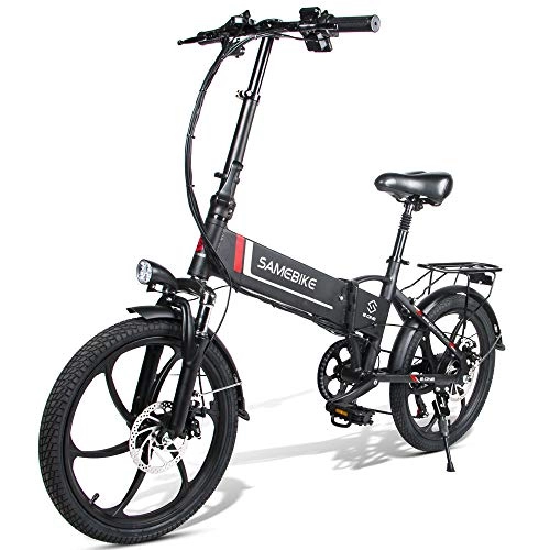 Elektrofahrräder : OUXI Elektrisches Faltrad Fettreifen 3 Modi Shimano 21 Geschwindigkeit mit 48V 350W 10, 4Ah Lithium-Ionen-Batterie City Mountain Bicycle Geeignet für Männer Frauen Erwachsene (20LVXD30 schwarz)