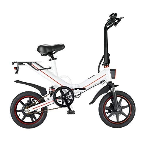 Elektrofahrräder : OUXI Elektrofahrrad, Klapprad 14in, 48V 360W Ebike Fahrrad, Höchstgeschwindigkeit 25 km / h, Für Erwachsene beim Pendeln (Weiß, 15AH)