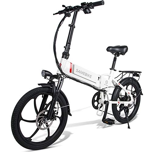 Elektrofahrräder : OUXI Mountainbike, faltbares Elektrofahrrad für Erwachsene und austauschbarer 48-V-10, 4-Ah-Akku mit Variabler Geschwindigkeit und Doppelscheibenbremsen, Höchstgeschwindigkeit 35 km / h (weiß)