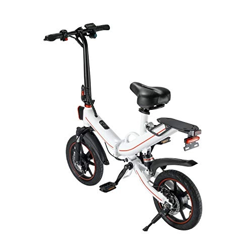 Elektrofahrräder : OUXI V5 Elektrofahrrad für Erwachsene, Klapprad 14in, 48V 360W 10Ah Ebike Fahrrad, Höchstgeschwindigkeit 25 km / h, Für Erwachsene beim Pendeln (Weiß, 10Ah)