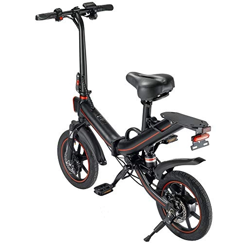 Elektrofahrräder : OUXI V5 Elektrofahrräder für Erwachsene, zusammenklappbare Fahrräder für Frauen Männer mit 400 W 15 Ah Batterie 48 V 14 Zoll Höchstgeschwindigkeit 25 km / h Geeignet für Stadtsportler- Schwarz