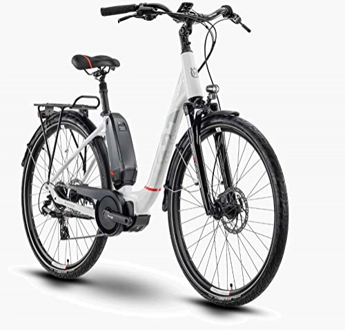 Elektrofahrräder : Pexco Husqvarna Eco City 1 Shimano Steps City Elektro Fahrrad 2020 (28" Wave 56cm, White / Light Grey / Red)