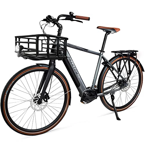 Elektrofahrräder : Phantom City E-Bike inkl. Basket, 28" Zoll, 13Ah LG Akku, Mittelmotor, Elektrofahrrad, ebike, 36V 470 Wh Herren, Pedelec, E Bike, 54cm, EU-konform, 150km