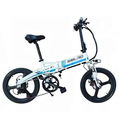 Elektrofahrräder : PHASFBJ Elektrofahrrad Fatbike, E-Bike Pedelec 20 Zoll 10Ah 350W Motor Lithium-Ionen-Akku Elektro-Fahrrad Mountainbike Klapprad Citybike mit Shimano 7 Gang-Schaltung, Blau