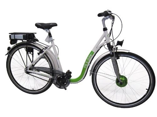 Elektrofahrräder : Power Bike PB Elektrofahrrad Easy Step Lady, Shimano Nesux 7G mit 24V / 9Ah Gepäckträgerakku, grün / Weiss