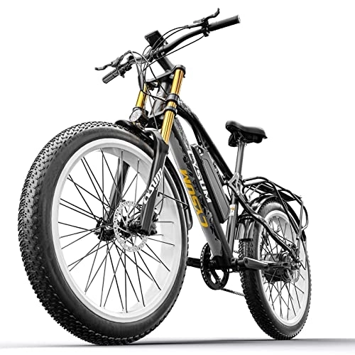 Elektrofahrräder : PRASHANT CM-900 Elektrofahrrad für Männer 26" 4.0 Fat Tire Snow E-Bike 48V 816Wh Mountainbike (Weiß)