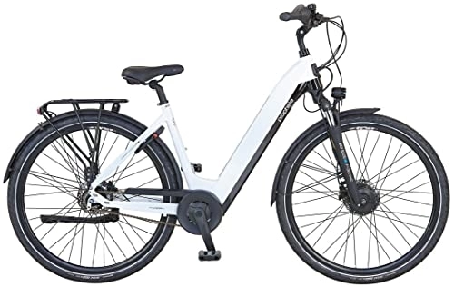 Elektrofahrräder : Prophete City E-Bike Geniesser für Damen und Herren, Elektrofahrrad 28", AEG EasyDrive Frontmotor, Farbe Weiss