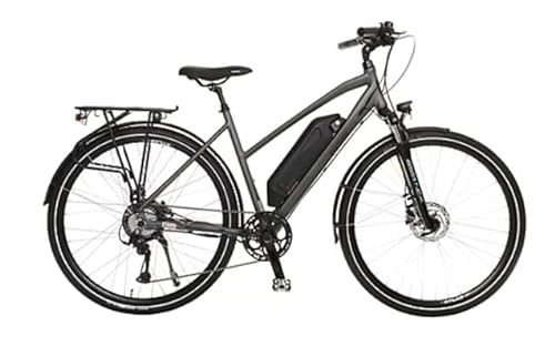 Elektrofahrräder : Prophete E-Bike, Damen Elektrofahrrad, 28" Trekking E-Bike, Blaupunkt Hinterradmotor, 8 Gänge, Akku (36V / 12, 8Ah / 461Wh), Farbe grau