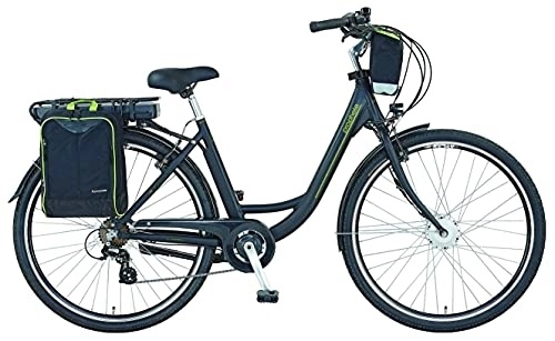 Elektrofahrräder : Prophete Geniesser eC100 City E-Bike 28" | Elektrofahrrad mit Packtaschen | Damen / Herren / | Shimano Nexus 7-Gang Nabenschaltung | schwarz Neongelb