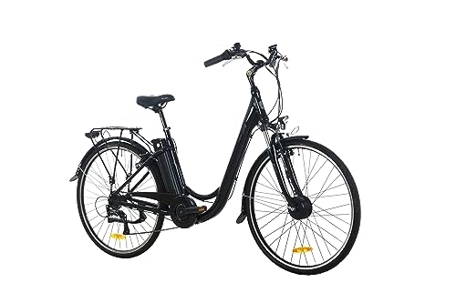 Elektrofahrräder : ProTour E-Bike Elektrofahrrad E-Citybike RC820, 28 Zoll, 10, 4Ah Akku, 250 W Frontmotor, 7-Gang Shimano Kettenschaltung, mit Gepäckträger, 25 km / h, Alu-Rahmen leicht, für Damen und Herren, schwarz