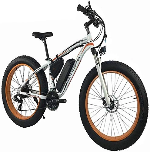 Elektrofahrräder : Qinmo Elektro-Fahrrad, 1000W elektrisches Fahrrad, 26" Mountainbike, Fat Tire Ebike, 48V 13AH Lithium-Ionen-Batterie-Federgabeln MTB (Color : White)