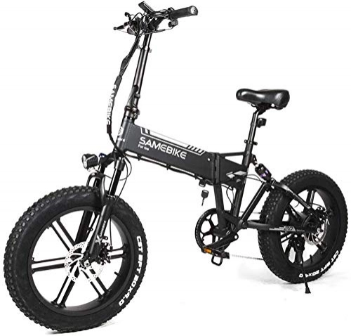 Elektrofahrräder : Qinmo Elektro-Fahrrad, 20" Elektro-Bike 500W Fat Tire Ebike for Erwachsene, Folding Ebikes Fahrrad mit 48V 10.4AH versteckter Lithium-Batterie SAMEBIKE for Mnner Frauen (Color : Black)