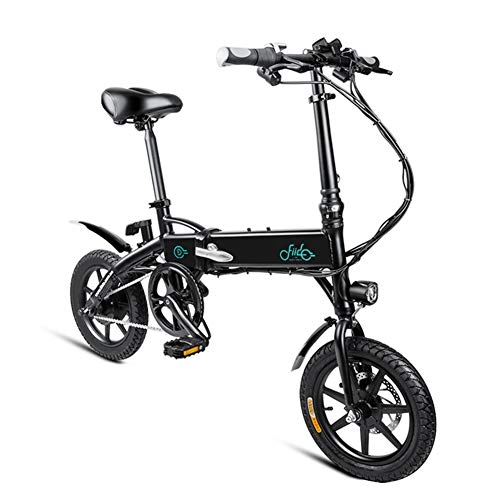 Elektrofahrräder : QINYUP 14-Zoll-Langlebige Cross-Country Elektro-Faltrad E-Bike, Schwarz