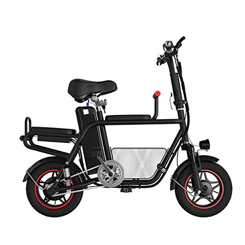Elektrofahrräder : QLHQWE 12 inch elektrisches Fahrrad entfernbare Lithium-Batterie elektrische Fahrrad-Carbon-Stahlrahmen City e Fahrrad Leichter faltender e Fahrrads, Schwarz