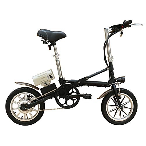 Elektrofahrräder : QLHQWE 36V250W 14 inch Falten elektrisches Fahrrad mit Lithiumbatterie brstenlosen Motor ebike, Schwarz