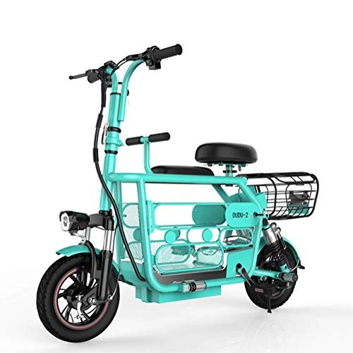 Elektrofahrräder : Qnlly Folding Electric Bike 400W 48V Elektro-Fahrrad Max Reichweite 85KM Elektro-Tretroller für Erwachsene Kinder mit Sitz, Blau, 15A