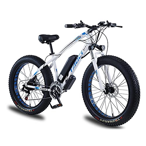 Elektrofahrräder : QQLK 26" Elektrofahrrad Ebike Mountainbike, 350W Elektrisches Fahrrad mit Herausnehmbare Lithiumbatterie, LCD-Dashboard, 21-Gang, Doppelscheibenbremse, Weiß, 36V13AH