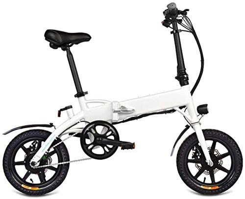 Elektrofahrräder : QUETAZHI 14 Inches Faltbarer elektrischer Fahrrad-Elektromotor unterstütztes Fahrrad Fahrrad 250W 36V 7.8AH / 10.4AH (Handy-Halter mit USB) QU526 (Color : White, Size : 10.4AH)