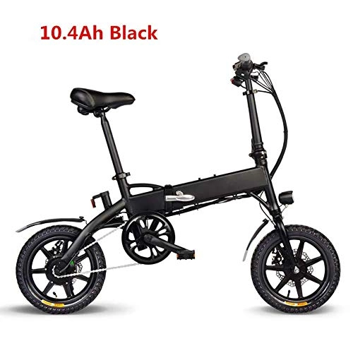 Elektrofahrräder : QUETAZHI 14 Zoll elektrische Fahrräder, Elektrische Energie Faltbare Elektrofahrräder 250W Motor 36V 10.4AH, Handy-Halter mit USB QU526 (Color : Black)