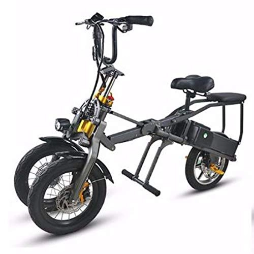 Elektrofahrräder : Quino Elektrisches Dreirad für Erwachsene Faltbare DREI Räder Elektrischer Mountain Bike Miniroller Bis zu 30 km 25 km / h Lithium-Batterie DREI Geschwindigkeitsmodi Big Wheels Sport