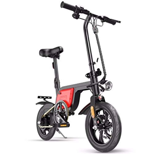Elektrofahrräder : Quino Elektrisches Fahrrad Zusammenklappbar, Mini Mobilitätsroller für Erwachsene Leicht Elektroscooter EBike mit herausnehmbarem 36V Lithium-Akku, Stadtfahrrad Höchstgeschwindigkeit 25km / h Rot blau R