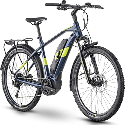 Elektrofahrräder : R Raymon CrossRay E 3.0 500Wh Yamaha Elektro Trekking Bike 2022 (27.5" Herren Diamant L / 56cm, Dark Blue / Lime (Herren))