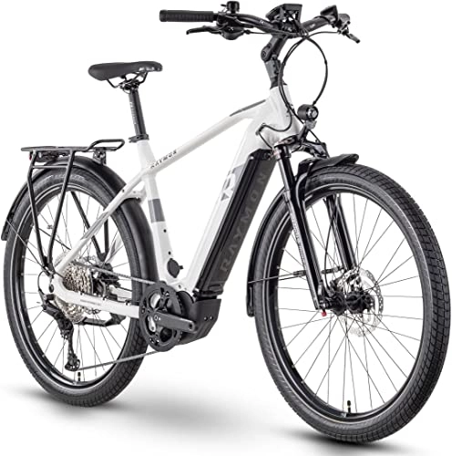 Elektrofahrräder : R Raymon TourRay E 7.0 630Wh Yamaha Elektro Trekking Bike 2022 (27.5" Herren Diamant L / 56cm, White / Grey / Black (Herren))