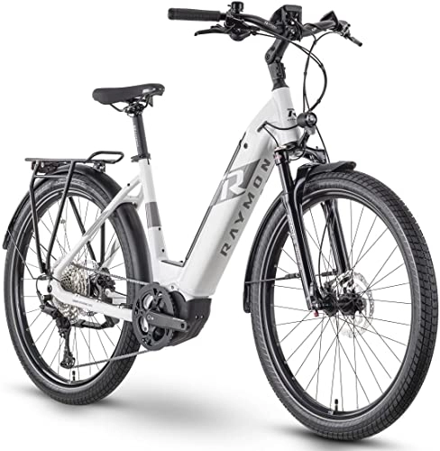Elektrofahrräder : R Raymon TourRay E 7.0 630Wh Yamaha Elektro Trekking Bike 2022 (27.5" Wave S / 48cm, White / Grey / Black (Wave))