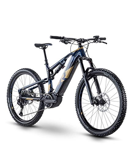 Elektrofahrräder : RAYMON Fullray E-Seven 8.0 27.5'' Pedelec E-Bike MTB blau / goldfarben 2021: Größe: 48 cm / L