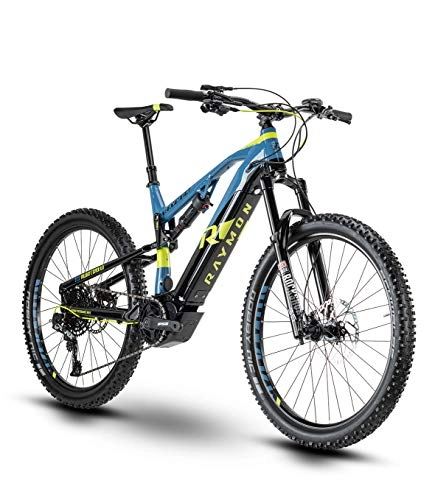 Elektrofahrräder : RAYMON Fullray E-Seven 9.0 27.5'' Pedelec E-Bike MTB grau / blau / grün 2020: Größe: 44 cm