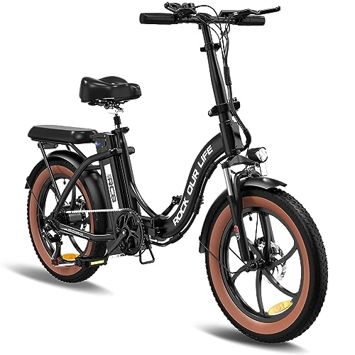 Elektrofahrräder : RCB Elektrisches Erwachsenenfahrrad Zusammenklappbar Maximal 90km (Umweltauswirkungen) 36V 12ah Herausnehmbare Batterie, vordere Aufhängung 20" E-Bike 7-Gang (Schwarz)