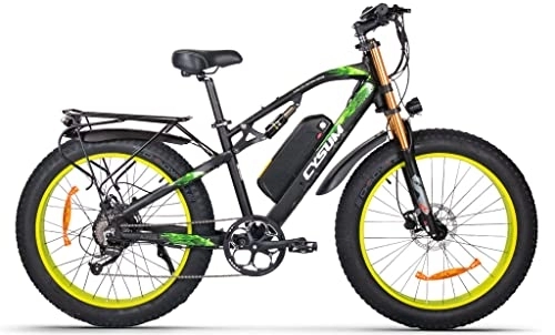 Elektrofahrräder : RICH BIT Electric Bike 26 Inch *4.0 Fat tire Snow Bicycle for Men 48V *17Ah LG / Panasonic li-Battery Mountain Bike (Green)