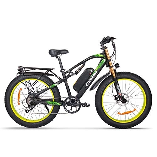 Elektrofahrräder : RICH BIT M900 Elektrofahrrad Mountainbike 26 * 4 Zoll Fat Tire Bikes 9 Geschwindigkeiten Ebikes für Erwachsene mit 17Ah Batterie (Grün)