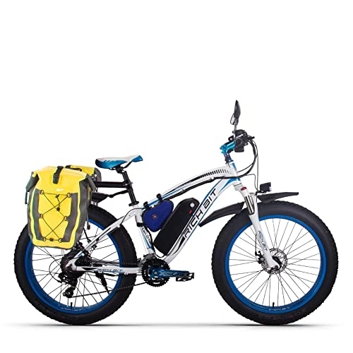 Elektrofahrräder : RICH BIT TOP-022 E-Bike 26" 21 Gänge & Hinterradmotor für MTB 17Ah Elektrofahrrad mit Federgabel (blau)