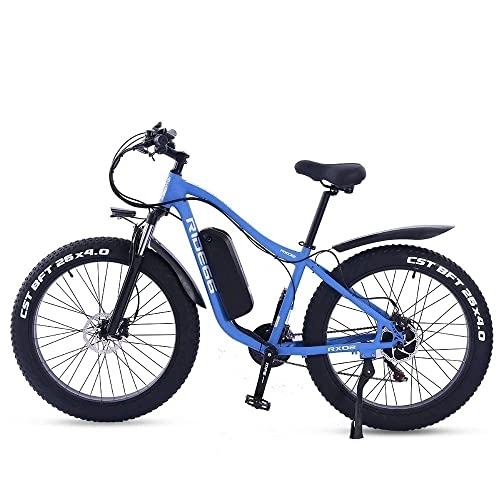 Elektrofahrräder : ride66 RX02 eBike Mountainbike Stadt E-Bike Motor 48V 16AH LG Li-Zellen-Akku Shimano 21-Gang Frontstoßdämpfer 26 Zoll Fat Tire ydraulic Brakes (Blau)