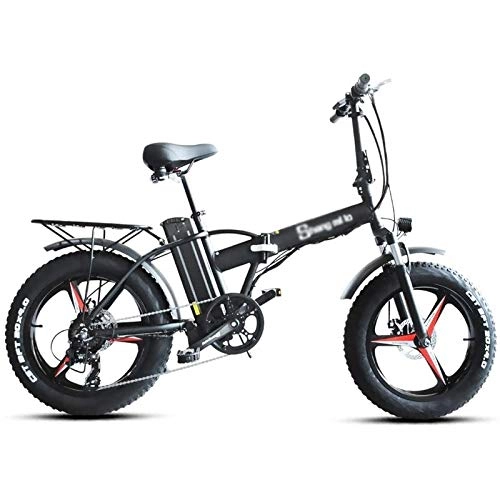 Elektrofahrräder : Rindasr Folding Electric Bike, Multifunktions-intelligentes Instrument, 48V / 500W / 15AH Lithium-Batterie integriert DREI Messer Rad Elektro-Fahrrad, Beach Cruiser Mens Sport Mountainbike