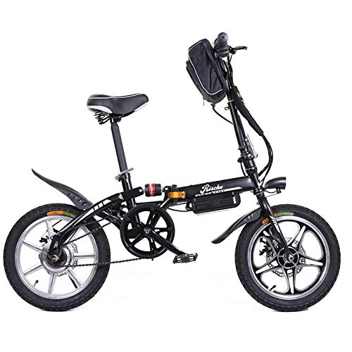 Elektrofahrräder : Riscko Super Bike Elektrofahrrad, faltbar, 16 Zoll, mit 250 W Akku, Schwarz