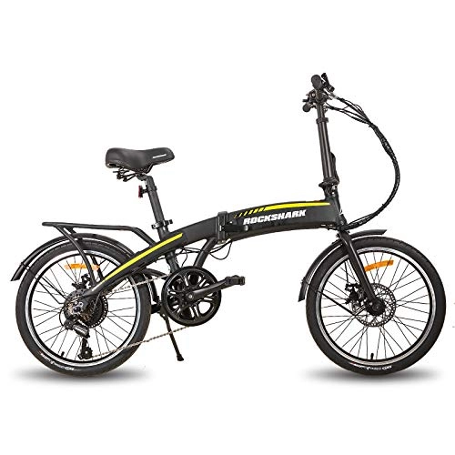 Elektrofahrräder : ROCKSHARK 20 Zoll Elektro-Faltrad Elektrofahrrad mit Aluminiumrahmen, Shimano 7 Gang Scheibenbremse Leichtgewicht E-Bike