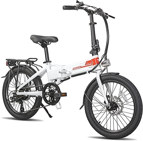 Elektrofahrräder : ROCKSHARK 20 Zoll Elektrofahrrad Klappbares Ebike, Elektro-Faltrad mit Shimano 7-Gang-Schaltung, Leichtes Aluminium-Faltrad mit Licht für Damen und Herren
