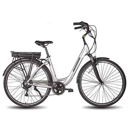 Elektrofahrräder : ROCKSHARK Aluminiumrahmen 700C Elektro-Cityräder Elektrofahrrad Cummuter Bike Shimano 7 Gang mit 36V 10.4Ah Akku 19" Rahmen E-Bike Grau