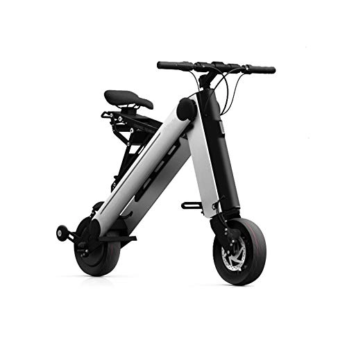 Elektrofahrräder : ROHXNK 10 Zoll Zusammenklappbares Elektrisches Fahrrad Reise Tragbare Batterie Elektrische Einzelmotorrad Erwachsenen Elektroauto, Grey