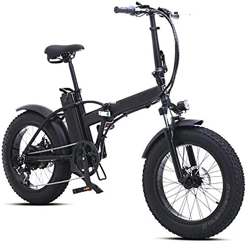Elektrofahrräder : RVTYR 20-Zoll-Elektro-Schnee-Fahrrad 500W Folding Mountain Bike mit Rear Seat mit 48V 15AH Lithium-Batterie und Scheibenbremse Elektro klapprad