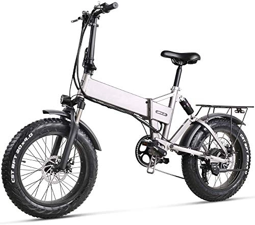 Elektrofahrräder : RVTYR 20-Zoll-Elektro-Schnee-Fahrrad 500W Folding Mountain Bike mit Rear Seat und Scheibenbremse mit 48V 12.8AH Lithium-Batterie Elektro klapprad