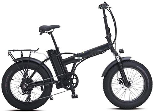 Elektrofahrräder : RVTYR Elektro-Schnee-Fahrrad-500W 20 Zoll Folding Mountain Bike mit 48V 15AH Lithium-Batterie und Scheibenbremse Elektro klapprad (Color : Black)