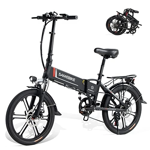 Elektrofahrräder : SAMEBIKE 20 Zoll Elektrofahrrad E-Bike klapprad 48V 10.4Ah Abnehmbarer Akku Shimano 7-Gang-Shifter City-Elektrofahrrad E Bike Herren Damen