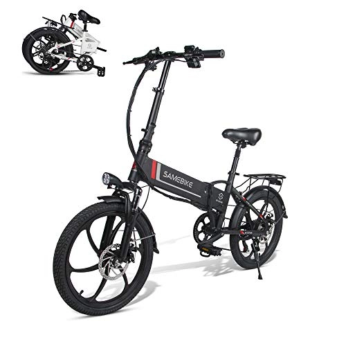 Elektrofahrräder : SAMEBIKE 20 Zoll Elektrofahrrad mit 350 W 48 V 10.4 Ah Lithiumbatterie Faltbares Elektrofahrrad E-Bike für Erwachsene mit Fernbedienung (schwarz)