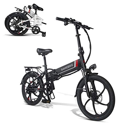 Elektrofahrräder : SAMEBIKE 20 Zoll Elektrofahrrad mit 350 W 48 V 10 Ah Lithiumbatterie Faltbares Elektrofahrrad E-Bike für Erwachsene (schwarz)
