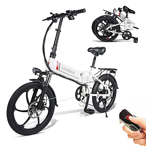 Elektrofahrräder : SAMEBIKE 20LVXD30 20 Zoll Zusammen klappbares Elektrofahrrad Faltbares Elektrisches Fahrrad 350W 48V 10.4Ah, Elektrofahrrad Mountainbike E-Bike Scooter 7-Gang Schalthebel - Weiß
